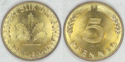 World Coins - GERMANY - Federal Republic, 1950 F, 5 Pfennig, Gem BU