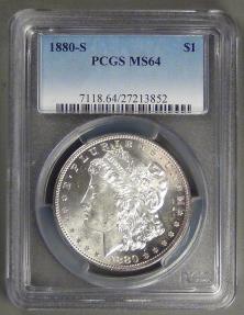 US Coins - 1880-S Morgan Dollar, MS-64 PCGS