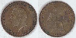 World Coins - GREAT BRITAIN, George VI, 1936, ½ Penny, Choice EF