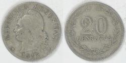 World Coins - ARGENTINA - Republic, 1912, 20 Centavos, Choice Fine
