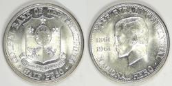 World Coins - PHILIPPINES - Republic, 1961, Half Peso, Choice BU