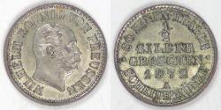 World Coins - GERMANY - Prussia, Wilhelm I, 1872 A, ½ Silbergroschen, Almost Uncirculated