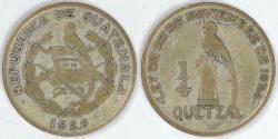 World Coins - GUATEMALA - Republic, 1926, ¼ Quetzal, Choice Fine
