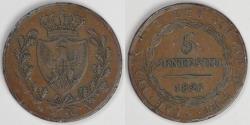 World Coins - ITALY - Sardinia, Carlo Felipe, 1826 P, 5 Centesimi, Choice VF