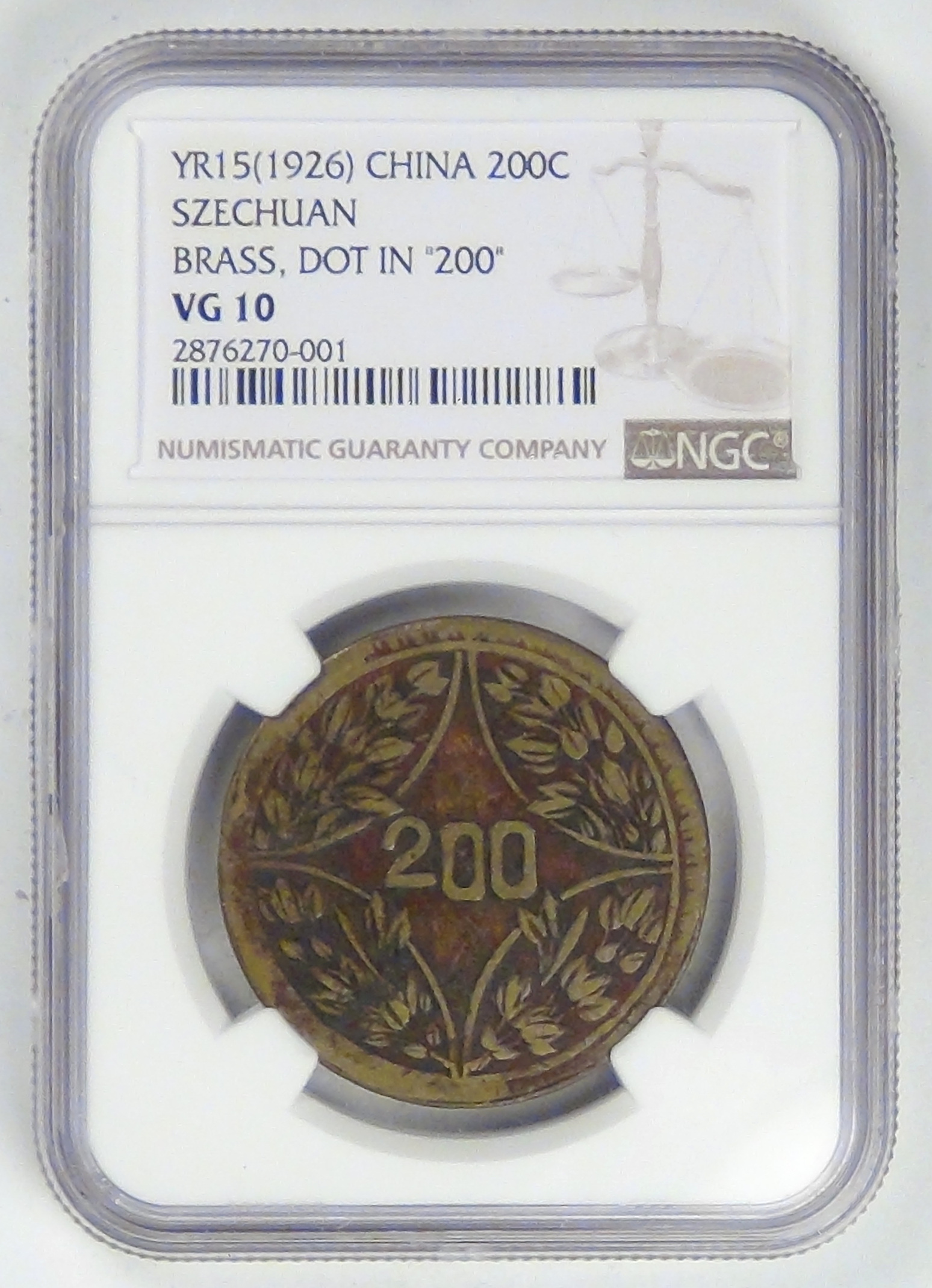 CHINA - Republic of, Szechuan Province, Year 15 (1926), 200
