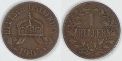 World Coins - GERMAN EAST AFRICA - Colony, Wilhelm II, 1905 A, Heller, Choice Very Fine