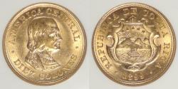 World Coins - COSTA RICA - Republic, 1899, 10 Colones, AU-58 NGC