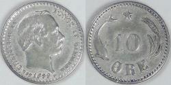 World Coins - DENMARK, Christian IX, 1899 (h) VBP, 10 Øre, Choice Very Fine