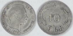World Coins - DENMARK, Christian IX, 1874 (h) CS, 10 Øre, VF details