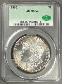 US Coins - 1900 Morgan Dollar, MS-64 CAC