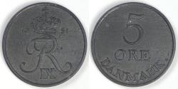 World Coins - DENMARK, Frederik IX, 1951 ♥, 5 Øre, Choice Extra Fine