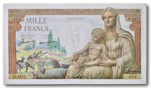 World Coins - France, 1000 francs 1943