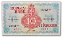 World Coins - Norway, 10 kroner 1944 (London issue)