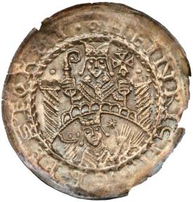 World Coins - Brakteat from Archbishop Heinrich I. von Harburg (1142-1153)