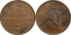 World Coins - Norway, 1/2 skilling 1863