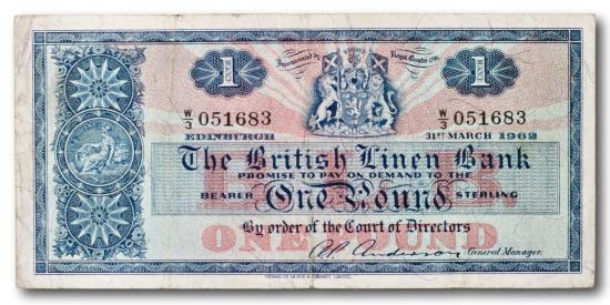 World Coins - Scotland, British Linen Bank, 1 pound 1963