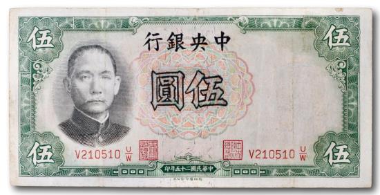 World Coins - China, 5 yuan 1936