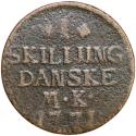World Coins - Denmark, 1 "SKILLIING MK" 1771