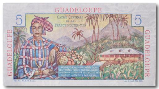 World Coins - Guadeloupe, 5 francs 1947-1949