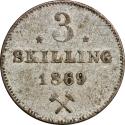 World Coins - Norway, 3 skilling 1869