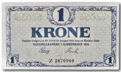 World Coins - Denmark, 1 krone 1921