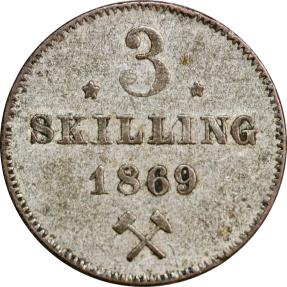 World Coins - Norway, 3 skilling 1869