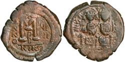 Ancient Coins - Follis from Emperor Justin II and Sophia (573/4 AD)