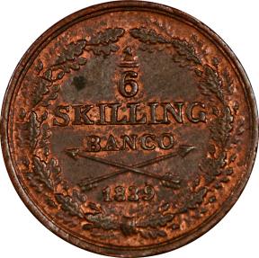 World Coins - Sweden, 1/6 skilling 1839