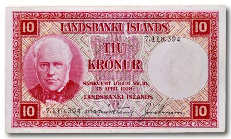 World Coins - Iceland, 10 kronur 1928
