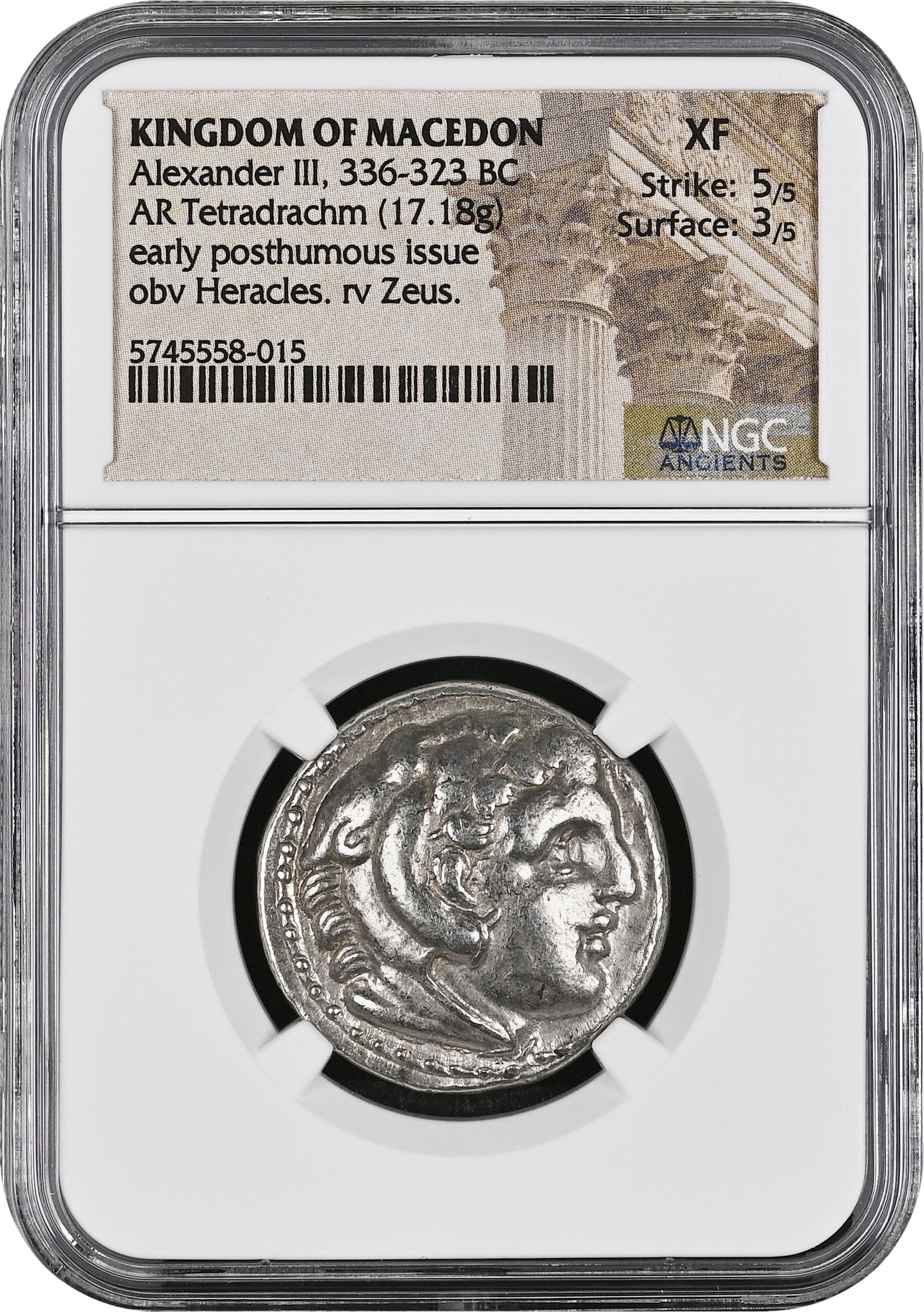 MACEDONIAN KINGDOM. Alexander III the Great AR Tetradrachm NGC XF