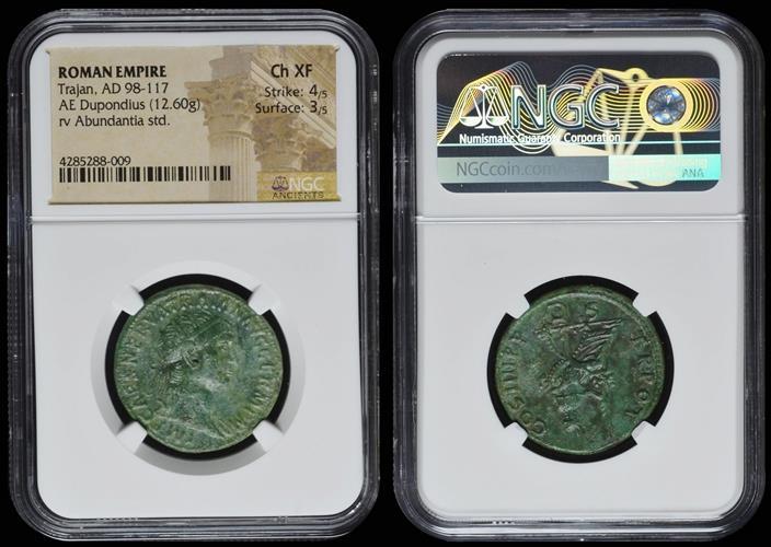 Trajan Large 27mm Dupondius 98 117 Ad Ae Dupondius 12 59 G 101 102 Ad Mint Rome Ngc Ch Xf 4 5 3 5