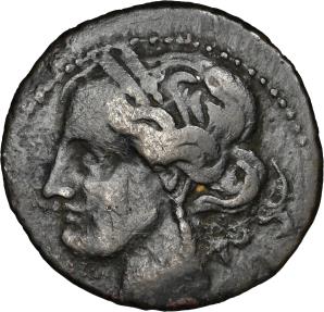 Ancient Coins - CARTHAGE, Second Punic War. AE Shekel NGC VF 4/5 3/5 - Greek world and ancient Near East The Carthaginians in the Mediterranean, Carthage, 215-201 BC; 9.42g 26mm; Head of Tanit l.