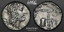 Ancient Coins - MACEDON (SILVER Roman Province). Aesillas. Quaestor, 95-70 BC. AR Tetradrachm  NGC XF 4/5 3/5 - 25mm 15.94g. Uncertain mint. Head of the deified Alexander the Great right.