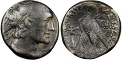 Ancient Coins - PTOLEMAIC EGYPT. Cleopatra VII Philopater NGC Fine (51-30 BC). BI Tetradrachm 24mm 14.7g Alexandria, dated Regnal Year 19 (34/33 BC). Diademed head of Ptolemy I right.