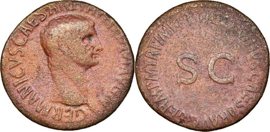 Germanicus Struck Under Claudius A D 50 Ae As 29mm 9 6g Father Of Caligula Ngc F 4 5 3 5