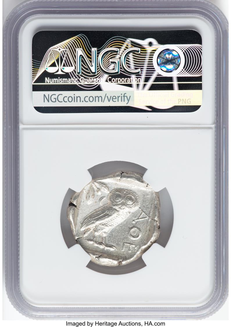ATTICA, Athens ”OWL” NGC Ch XF 5/5 440-404 BC. AR