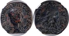 Ancient Coins - ROMAN - Philip II AD 247-249. Rome Sestertius Æ 30 mm., 20,05 g. IMP M IVL PHILIPPVS AVG, laureate, draped and cuirassed bust to right. NGC VF 5/5 2/5