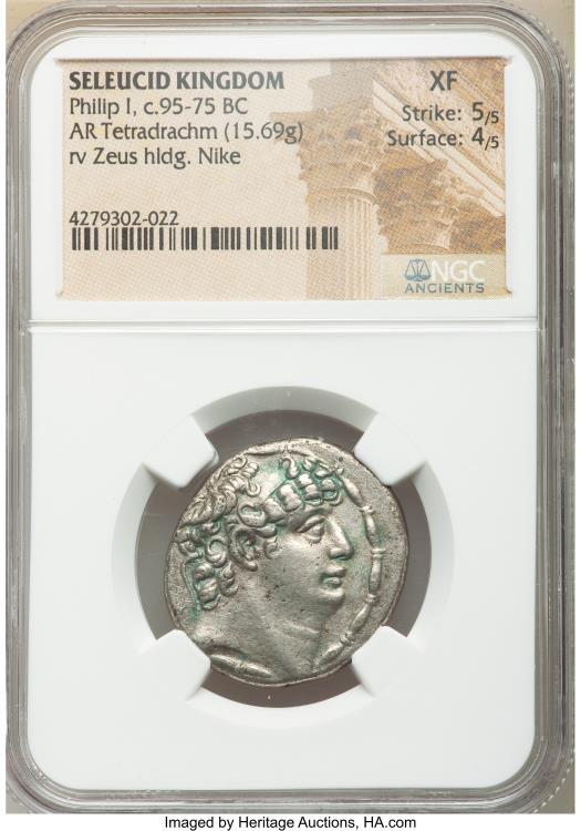 SELEUCID KINGDOM Philip I Philadelphus 95-76 BC AR Tetradrachm