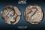 Ancient Coins - Attica, Athens AR Tetradrachm – NGC Ch VF 5/5 3/5 - 440-404 BC 24.2mm 17.15g  Head of Athena r., wearing Attic helmet decorated with olive leaves and palmette.
