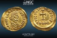 Ancient Coins - BYZANTINE - Heraclius AV Tremissis. VERY RARE SICILIAN MINT, NGC Ch AU 5/5 3/5 - SEAR 881-G - circa AD 610-613. ∂ NN ҺЄRACLIVS P P AVC, pearl-diademed and cuirassed bust to right.