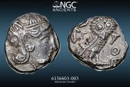 Ancient Coins - ATTICA, Athens - "OWL" AR Tetradrachm (393-294 BC). A / Head of Athena with ornate helmet to right. R / Lechuza to right. looking straight ahead. NGC XF 5/5 4/5
