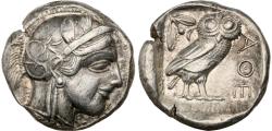 Ancient Coins - ATTICA. Athens NGC XF 5/5 3/5 “OWL” AR Tetradrachm 440-404 BC. 23mm, 17.18g. Mid-mass coinage issue. Head of Athena right, wearing earring, necklace, and crested Attic helmet.