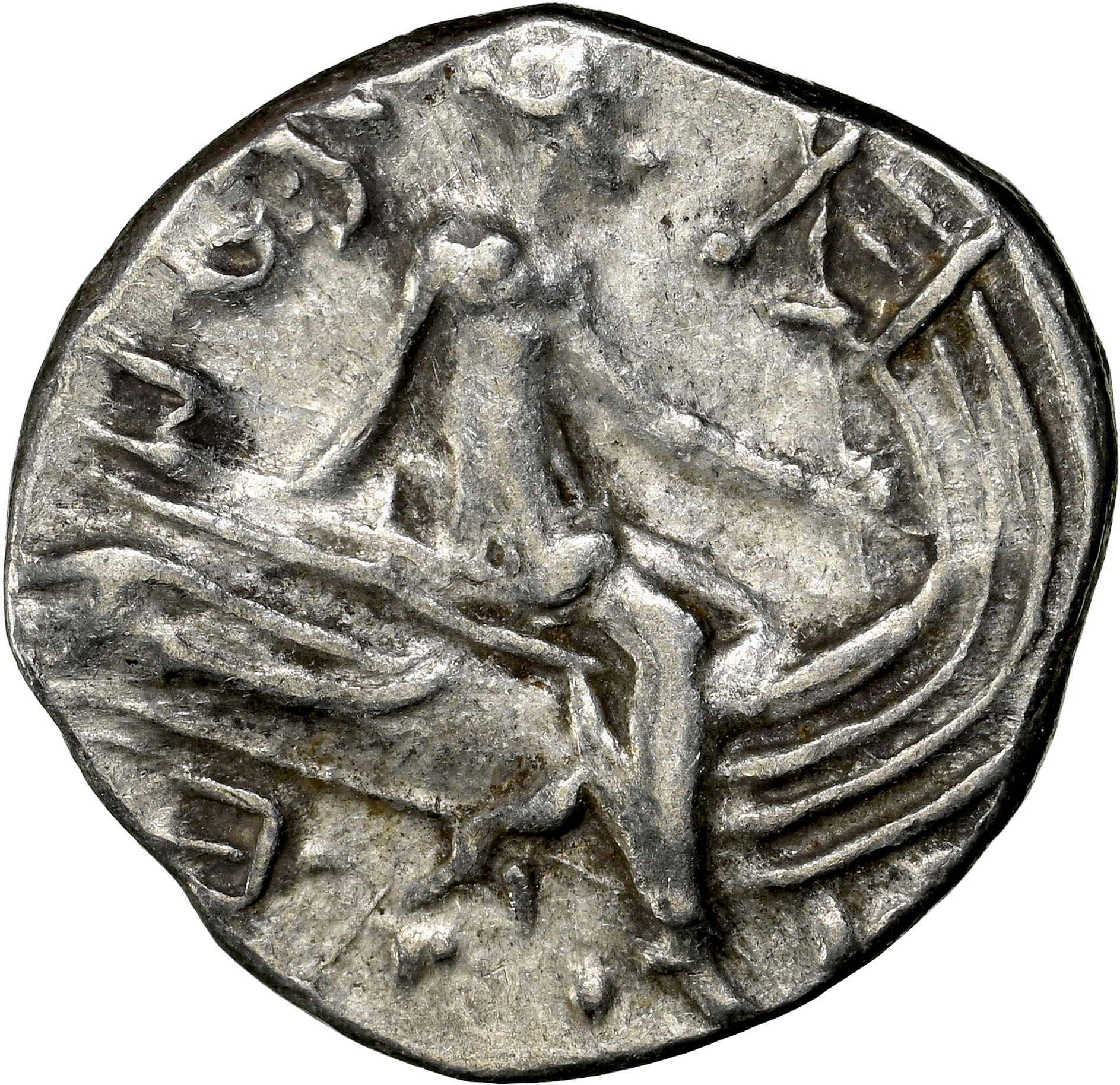 EUBOEA. Histiaea. 3rd-2nd centuries BC. AR Tetrobol – NGC CH XF 4/5 4/5  2.4g 14mm NGC Ch XF 4/5 4/5. Head of nymph right, wearing vine-leaf crown,  earring and necklace.