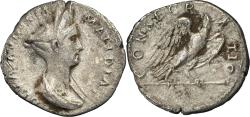 Ancient Coins - MATIDIA. [HADRIAN, TRAJAN] Rome. Denarius (d119). A/ Draped bust with double diadem facing right; DIVA MATIDIA AVGVSTA. R/ Eagle facing right on a sceptre looking back; CONSECRATIO