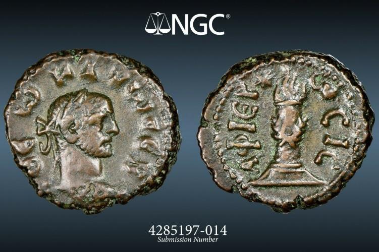 Carus 2 2 Ae Tetradrachm Alexandria Mint Egypt 2 285 D Head Of Divus Carus Right Laureate R Flaming Altar Decorated With Garland Ngc Ch Vf 5 5 5 5