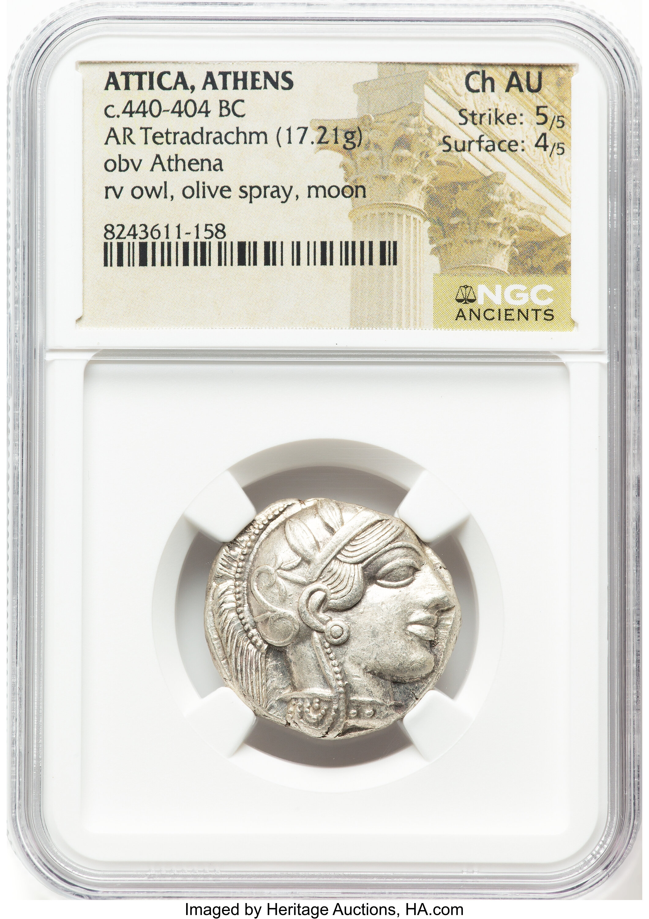 ATTICA. Athens NGC Choice AU 5/5 4/5 “OWL” AR Tetradrachm 440-404