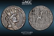 Ancient Coins - Syria, Seleucis and Pieria, Laodikeia ad Mare, (TYCHE) type issued 81-16 B.C., issue dated EI = 67-66 B.C., Silver Tetradrachm. NGC Ch VF 5/5 3/5