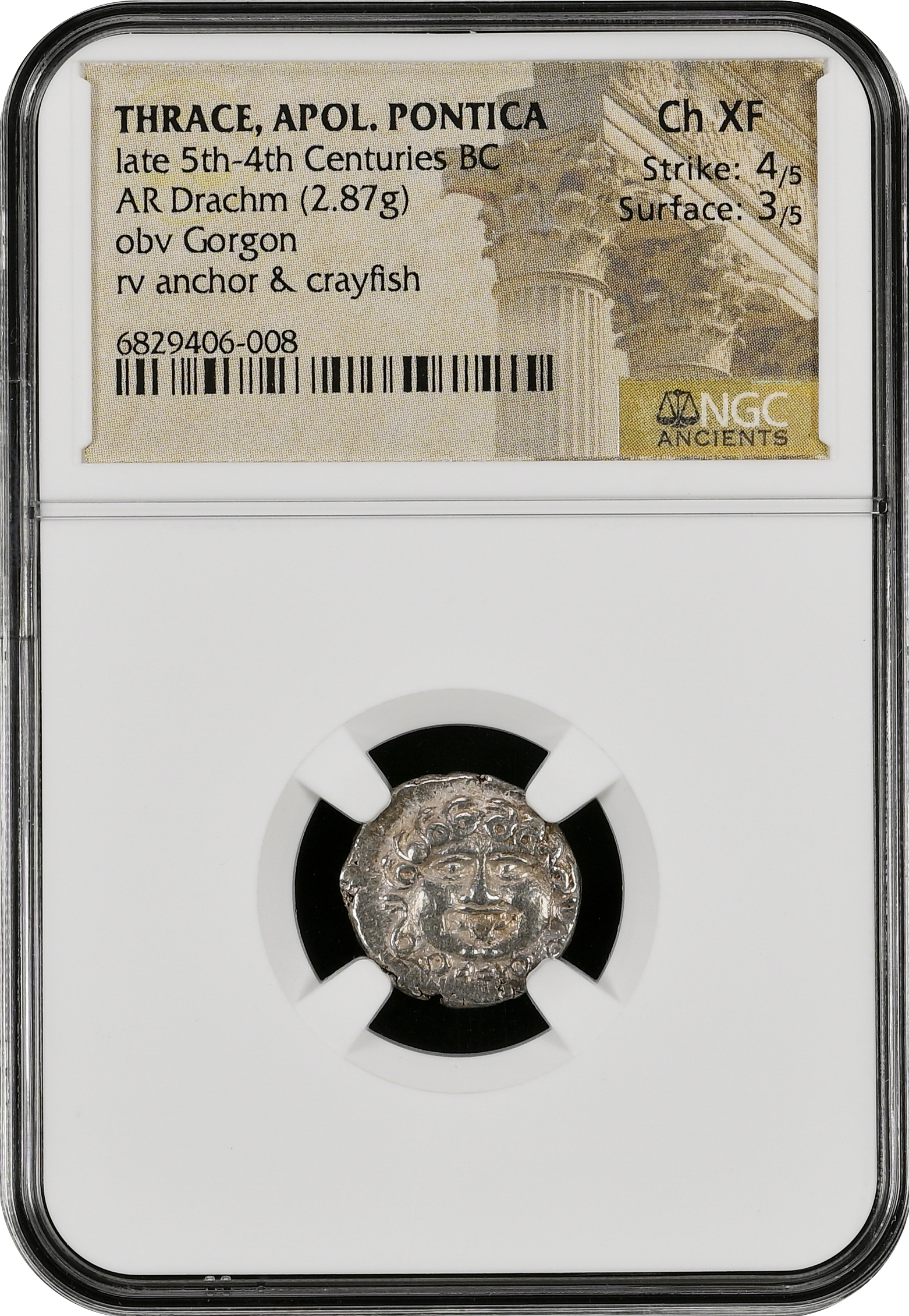 THRACE: Apollonia Pontika, GORGON NGC Ch XF 4/5 3/5 AR Tetrobol