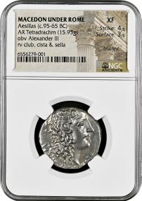 古代ギリシャ；パルティア、ミスラダテスII世、ARドラクマ銀貨、NGCスラブ パルティア】ミトリダテス2世 ドラクマ 銀貨 BC123-88 ANCAS AU53［B