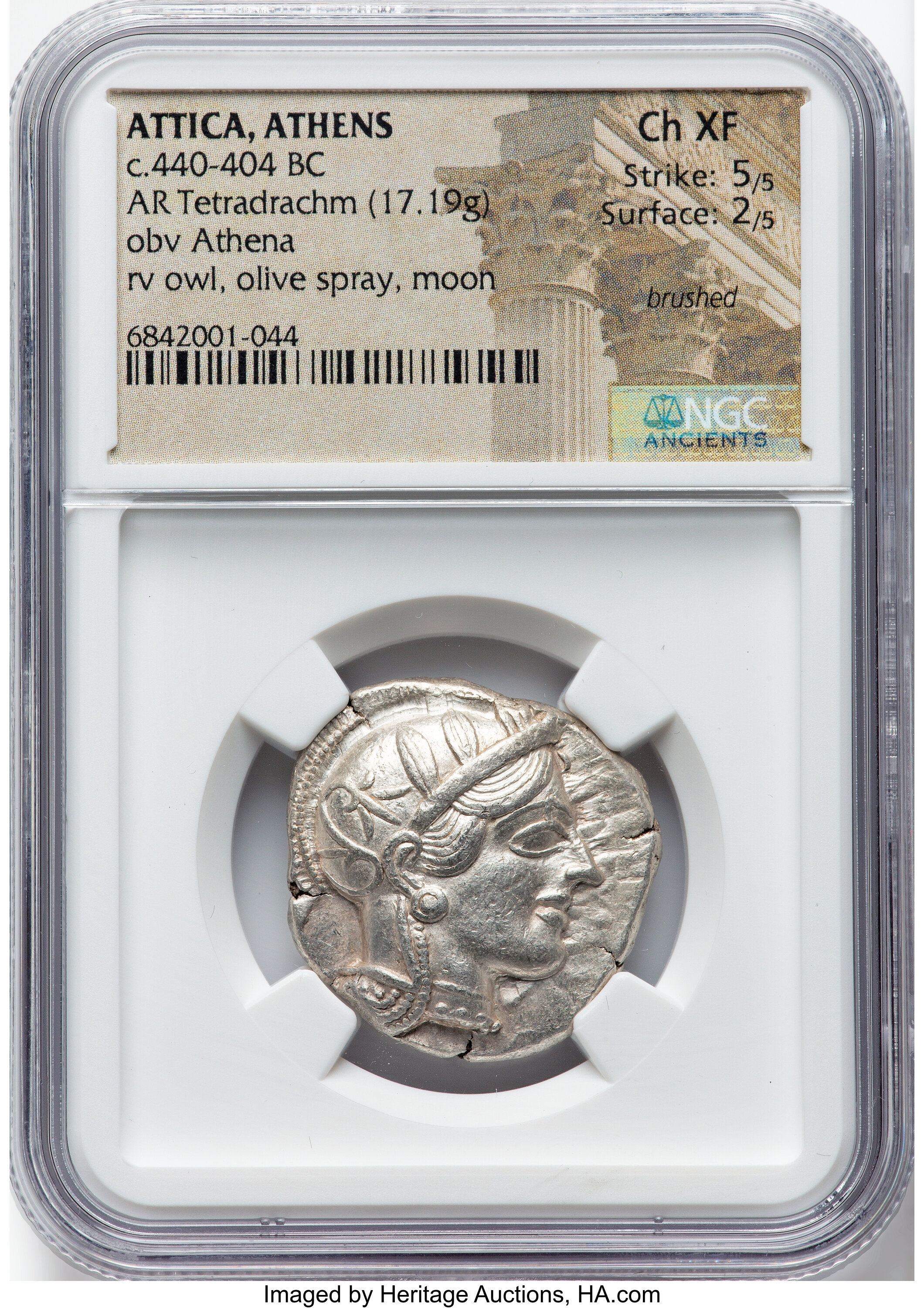 ATTICA, Athens ”OWL” NGC Ch XF 5/5 440-404 BC. AR
